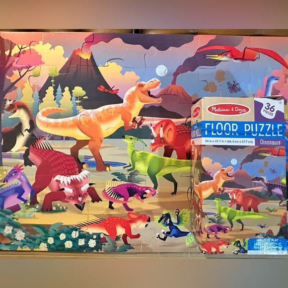Melissa & Doug Dinosaur floor puzzle,36 pieces 34”x22.7” - Picture 3 of 4